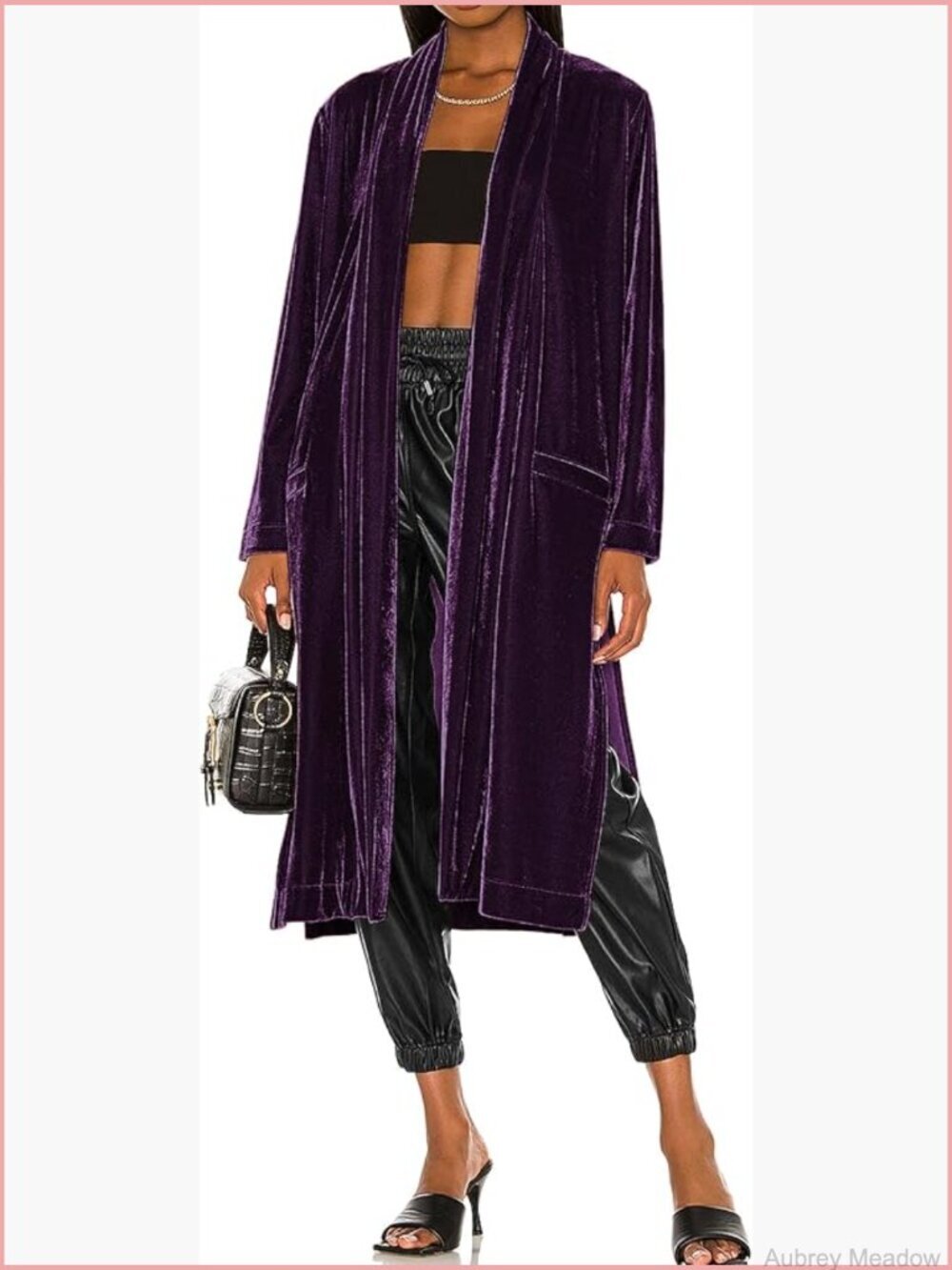 Women's Long Velvet Cardigan Coat with Pockets
